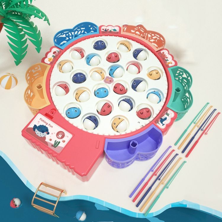 Fishing Toy , Colour: Pink Battery Style+24 Fish 5 Rods