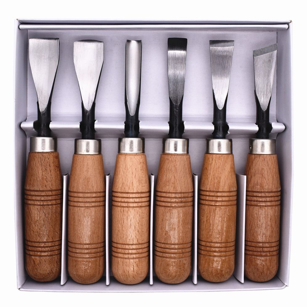 6PCS Woodcut Wood Carving Chisel Set Chip Detail Rust Proof Woodworking Carpenter Graver Hand Tools