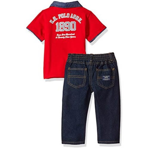 Baby Boys' Polo Shirt And Pant Set, Red Flag
