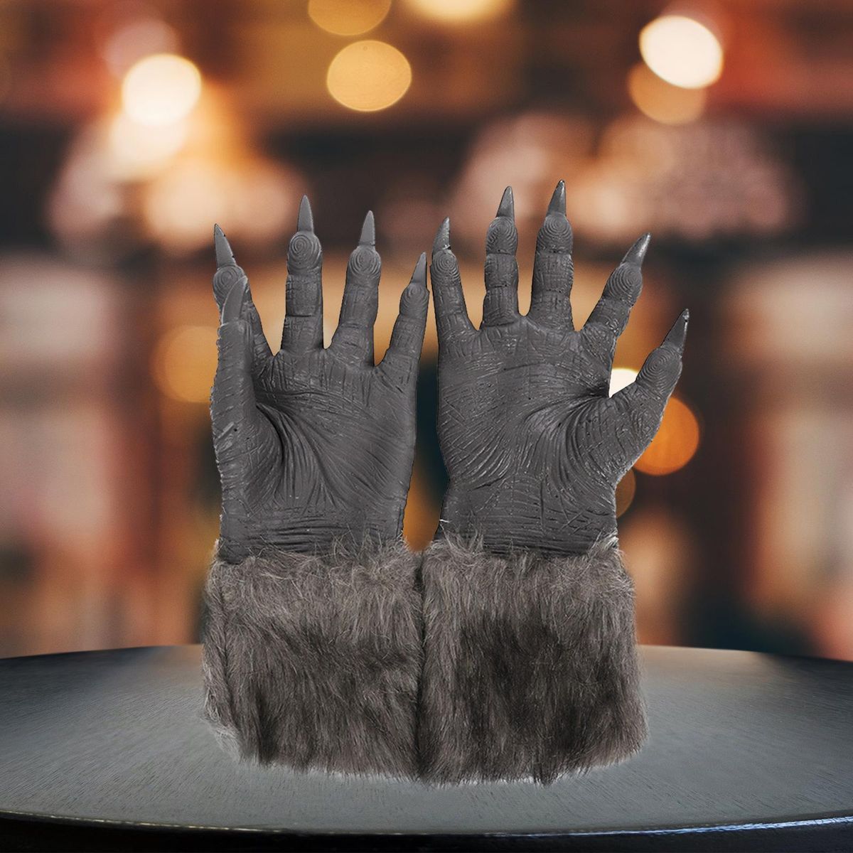 Werewolf Costume Gloves Paws With Claws Grey Scary Monster