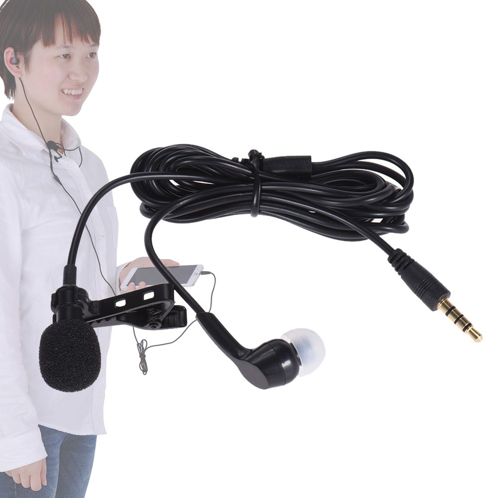 Mini Clip-on Lapel Lavalier Microphone Mic Earphone