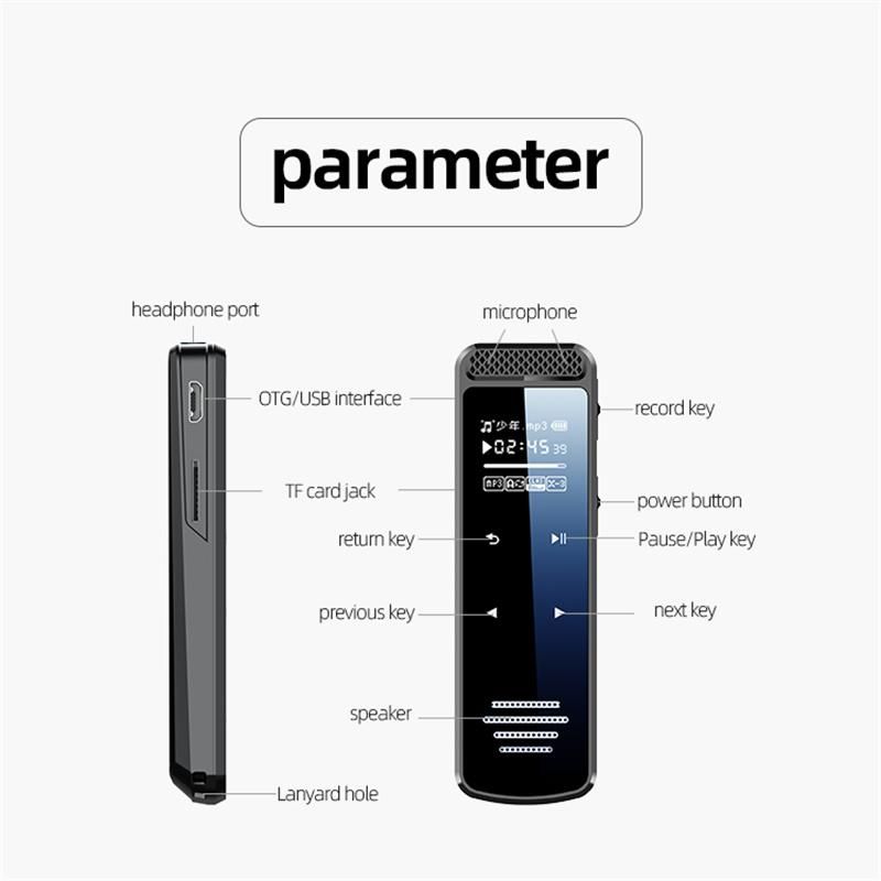 8/16/32/64/128GB Q55 Digital Voice Recorder Touch Screen MP3 Music Player Portable Noise Reduction