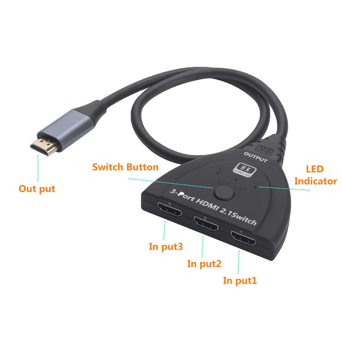 8K HDMI-compatible 2.1 Switch 3 Port HDMI-compatible Switche