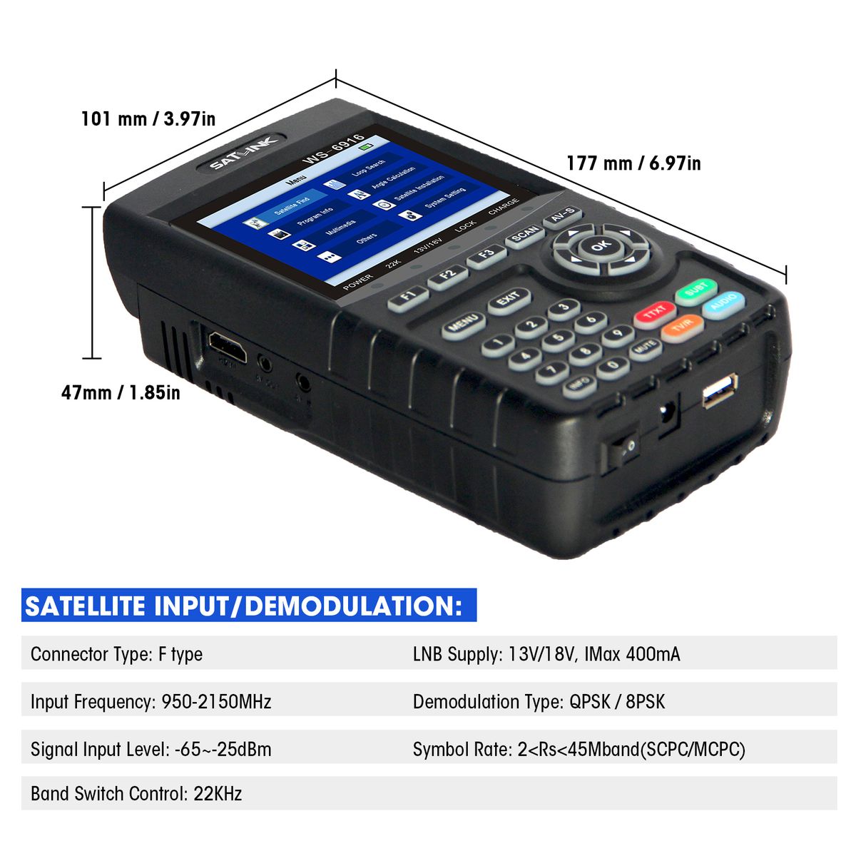 WS-6916 Digital Satellite Finder Meter HD Digital Satellite