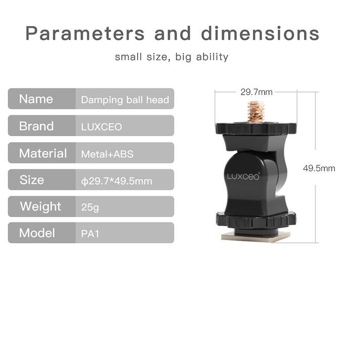 LUXCeO PA1 Camera Universal Hot Shoe Holder Damping Ball-Head Bracket (Black)