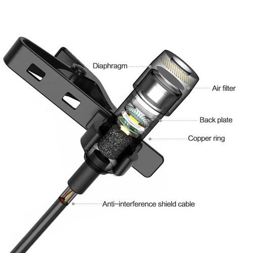 1.5m Mini Condenser Clip-on Lapel Mic (8PIN)