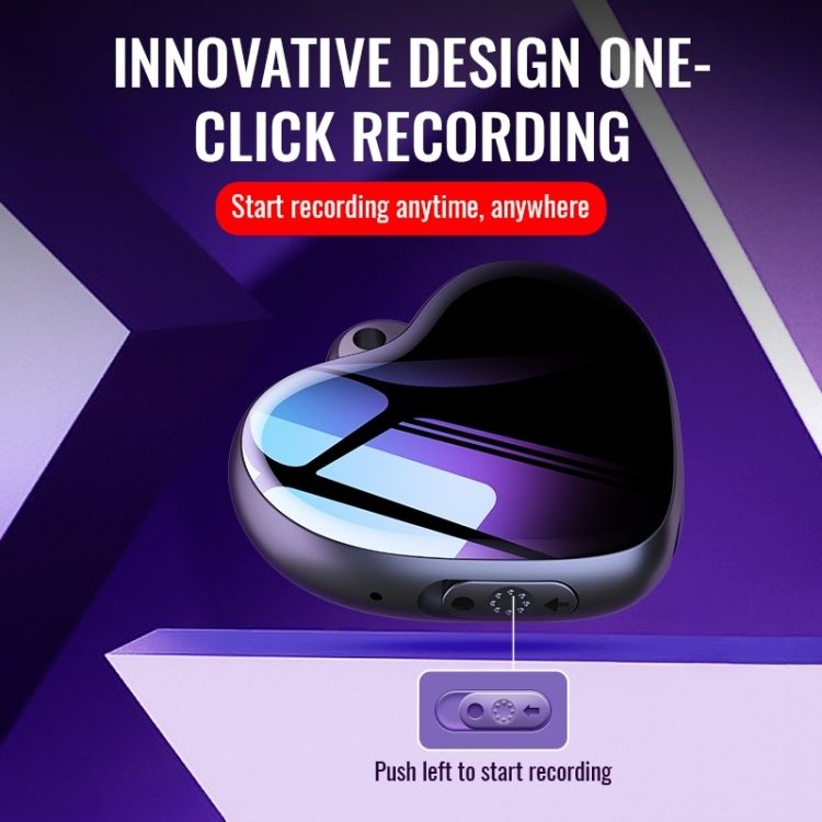 Q66 Heart Pendant Voice Control Recording Pen, Capacity:8GB