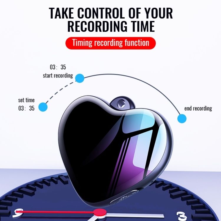 Q66 Heart Pendant Voice Control Recording Pen, Capacity:8GB