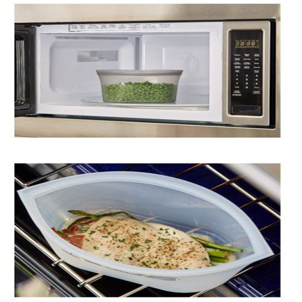 Food Storage Bag Silicone 3Pcs/set Fresh Bowl For Food Meat Reusable Seal Fresh-keeping Bags Freezer Cooking Fresh Bags-Bule-3pcs