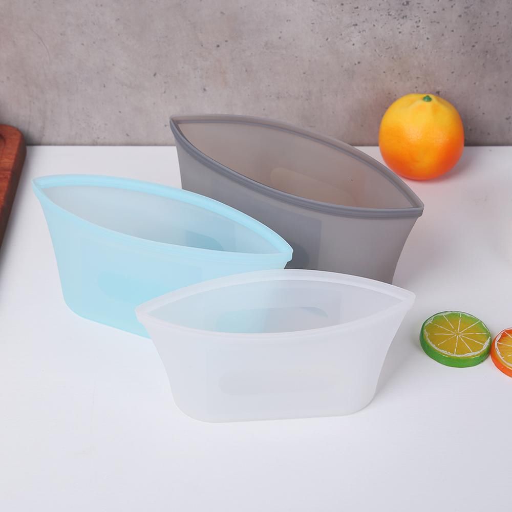 Food Storage Bag Silicone 3Pcs/set Fresh Bowl For Food Meat Reusable Seal Fresh-keeping Bags Freezer Cooking Fresh Bags-Bule-3pcs