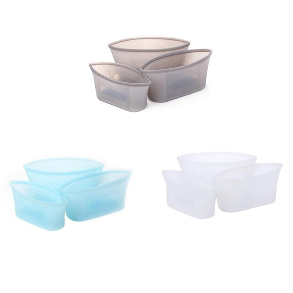 Food Storage Bag Silicone 3Pcs/set Fresh Bowl For Food Meat Reusable Seal Fresh-keeping Bags Freezer Cooking Fresh Bags-Bule-3pcs