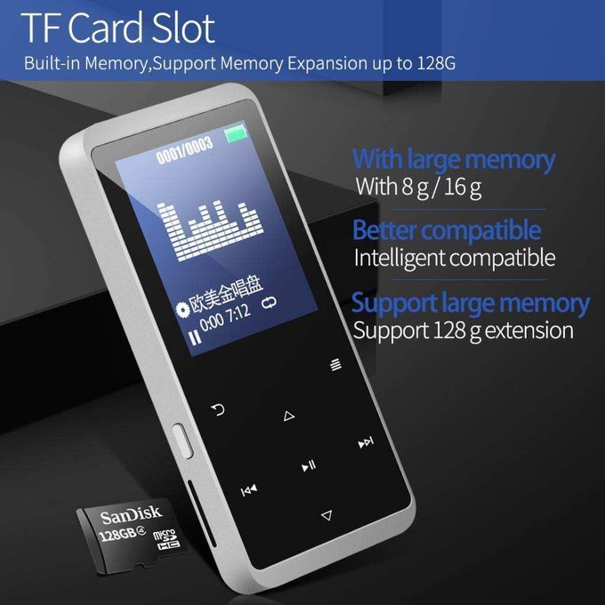 16GB Bluetooth MP3 Player Touch Screen Music FM Radio Recorder Gray