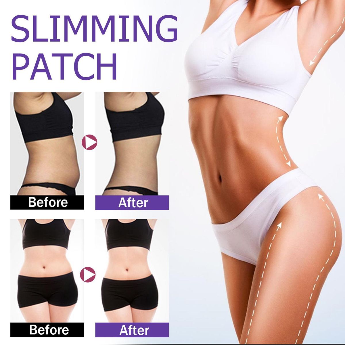 30Pcs Slimming Patches Natural Ingredients Healthy Mild Detoxify Tone Tighten Skin for Arm Belly Hips Legs