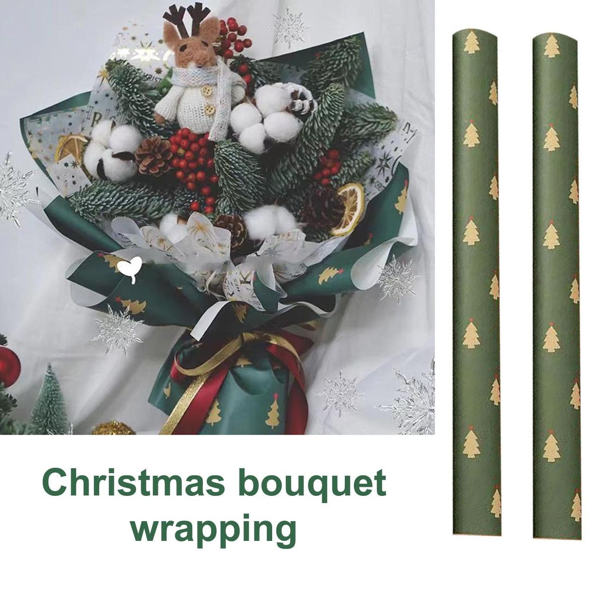 High-quality Wrapping Paper 2-pack Festive Xmas Wrapping for Gift Dark Green