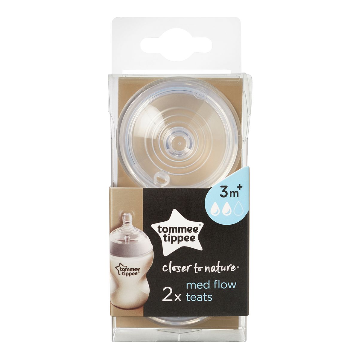 Closer To Nature Teat Medium Flow 2pk 3m+