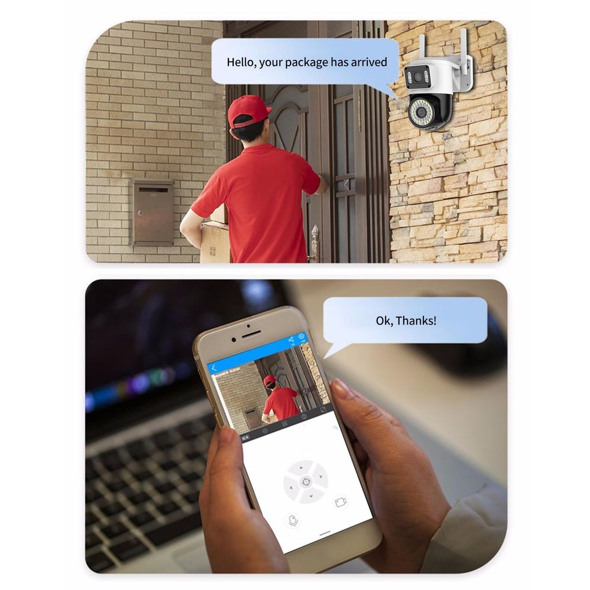 WiFi Security Camera Dual 1080P 2MP Dual Camera 2.4G/5GHz WiFi for Home Security Detection Alarm Two-way Intercom APP:yoosee