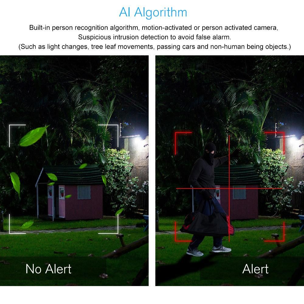1080P Wall-Light Camera 2MP Wireless WiFi Camera  Floodlight Security Camera Two-Way Talk Motion Detection Cloud Storage Built-in Suspicious Intrusion Detection AI Algorithm