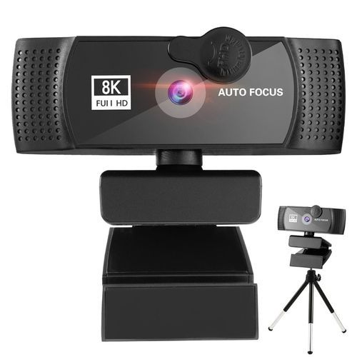 Webcam With Mic & Privacy Cover &Tripod For PC Laptop USB Free Drive Autofocus Computer Camera For YouTube 8K