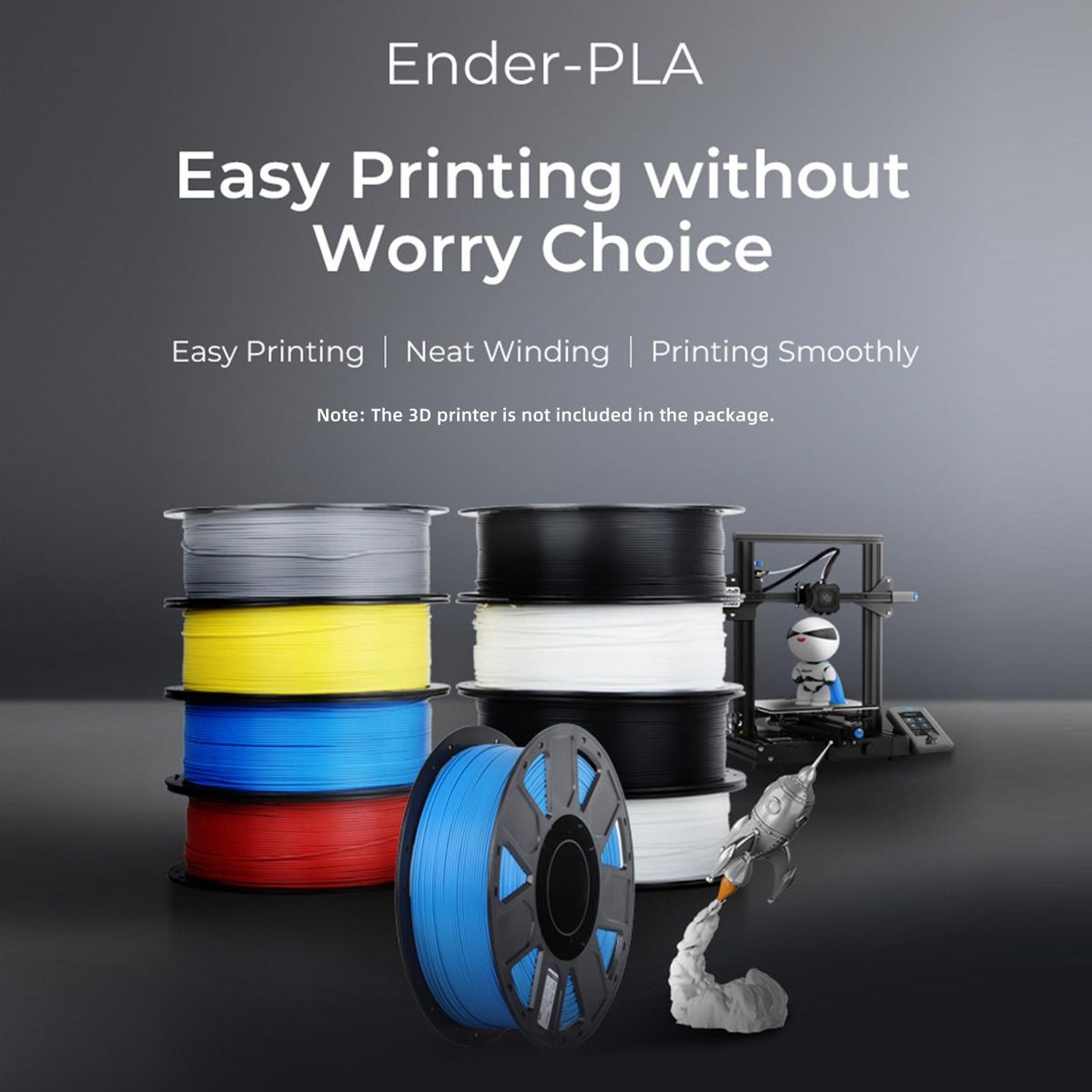 Creality Ender-PLA Filament Spool 2 Pack for Ender Series CR Series All FDM Creality 3D Printer 1.75mm 1kg/2.2lbs Filament Dimensional Accuracy +/-0.03mm