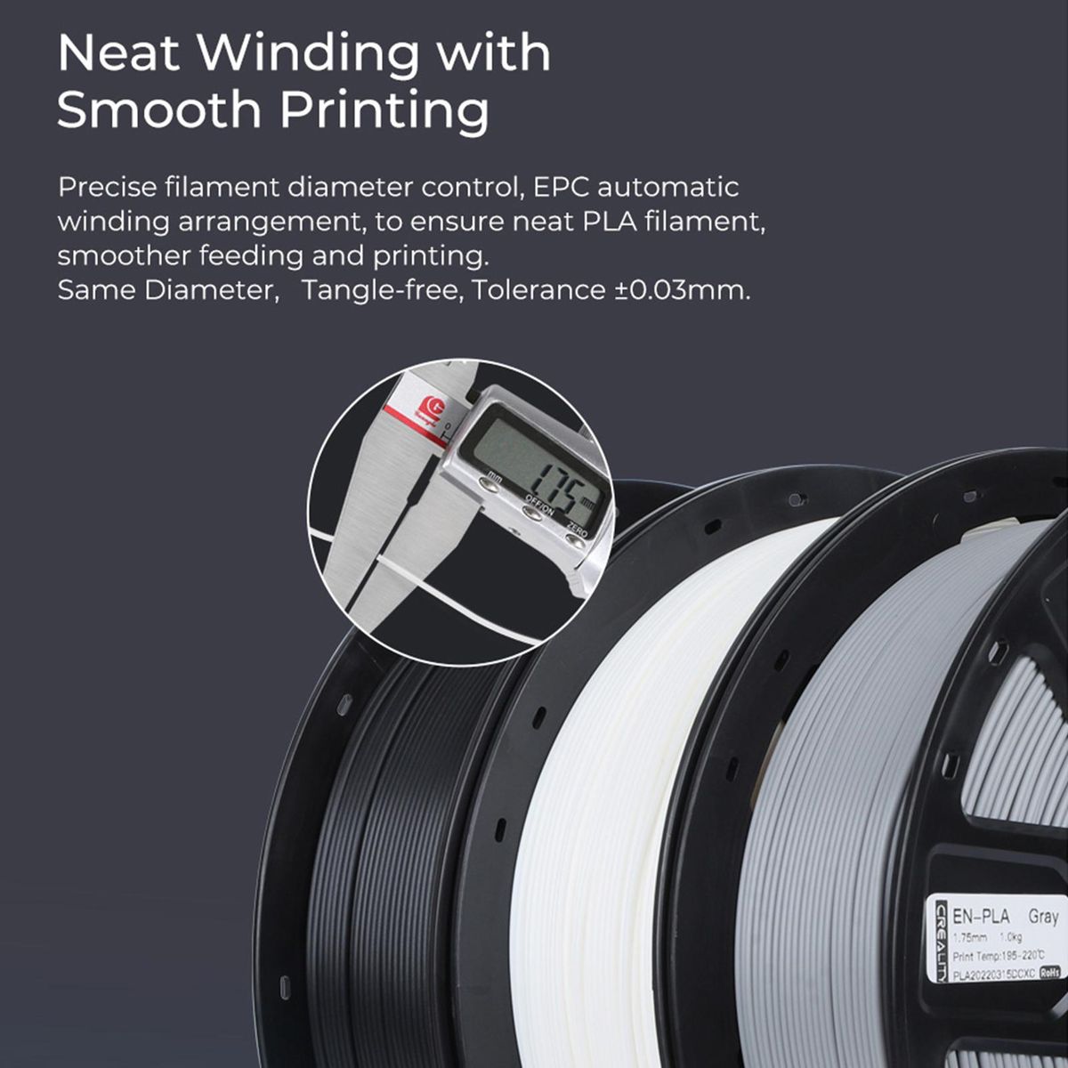 Creality Ender-PLA Filament Spool 2 Pack for Ender Series CR Series All FDM Creality 3D Printer 1.75mm 1kg/2.2lbs Filament Dimensional Accuracy +/-0.03mm