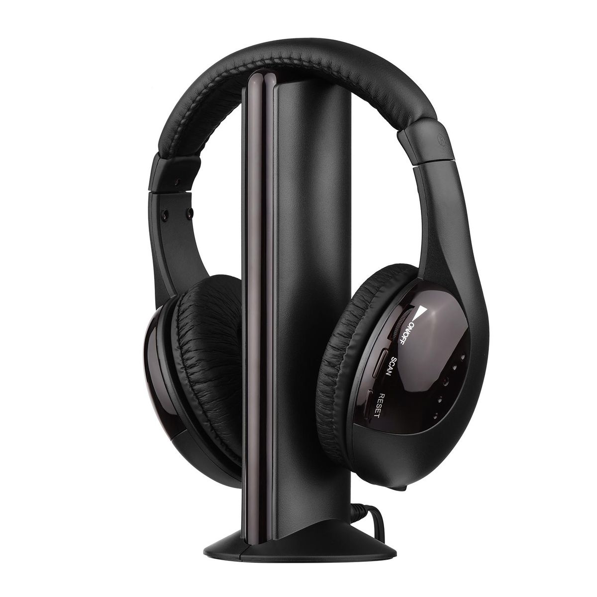 5-in-1 Multifunctional Wireless Headset FM Hi-Fi Wireless Headphone Emitter & Receiver Set FM Radio Computer TV Monitor Cordless Headphone Wired Headset with Microphone for TV Listening Voice Chatting