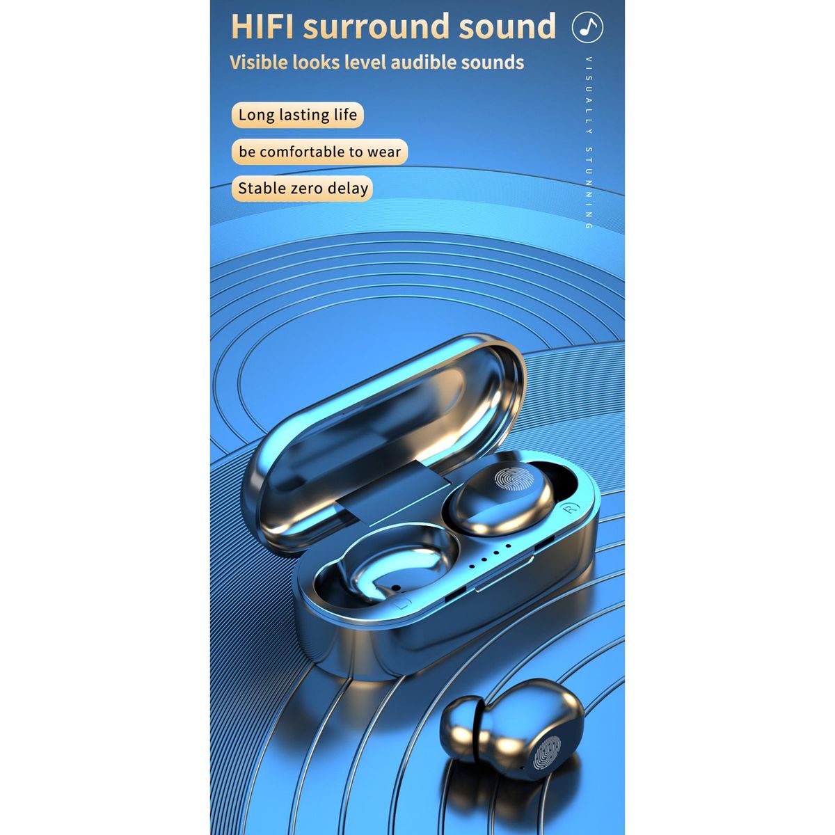 True Wireless Stereo BT 5.0 Wireless Headphones Mini Smart In-Ear Sport Headset Earbuds