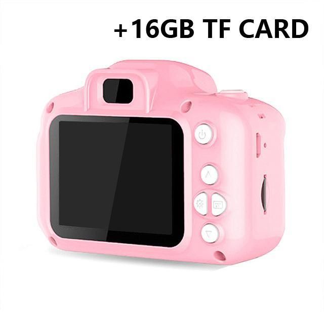 Hd Digital Camera 2 Inch Cartoon Mini Camera With 16G Memory Card Children Birthday Gift Recorder Camcorder Toys For Kids Girls Pink