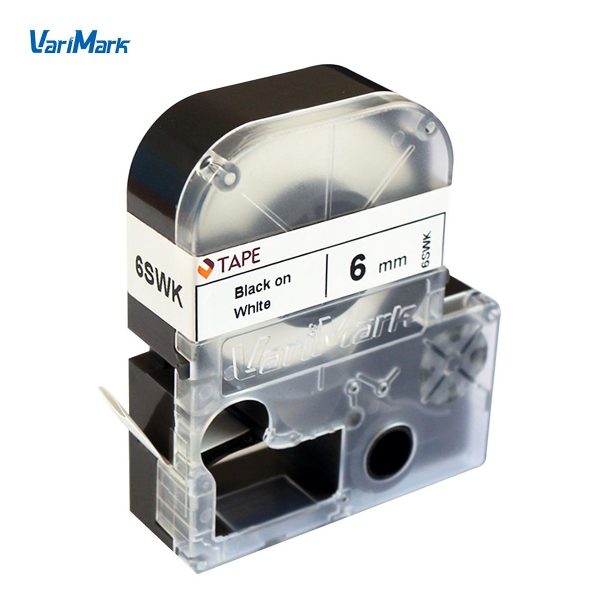 VariMark Printable Heat Shrink Tubing Label Tape Replacement Lable Maker Tape Black on White 0.24 Inch(6mm)x6.6 Feet(2m) Waterproof and Oil-Proof for Cable Wire Organization, 1 Roll