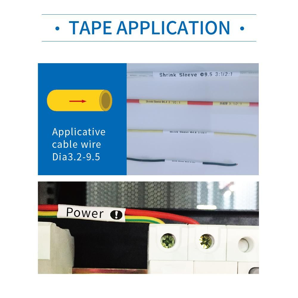 VariMark Printable Heat Shrink Tubing Label Tape Replacement Lable Maker Tape Black on White 0.24 Inch(6mm)x6.6 Feet(2m) Waterproof and Oil-Proof for Cable Wire Organization, 1 Roll