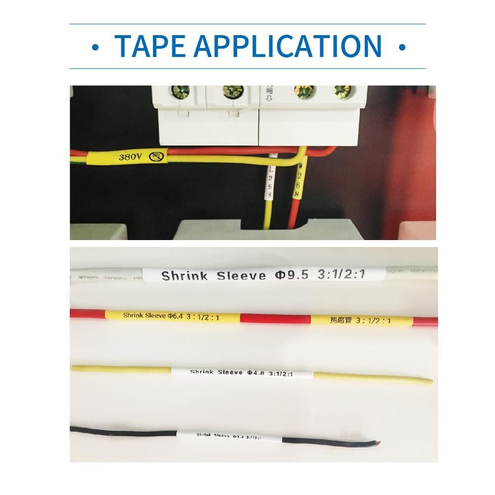VariMark Printable Heat Shrink Tubing Label Tape Replacement Lable Maker Tape Black on White 0.24 Inch(6mm)x6.6 Feet(2m) Waterproof and Oil-Proof for Cable Wire Organization, 1 Roll