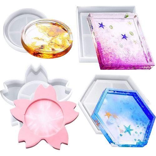 4 Pack DIY Coaster Silicone Molds For Resin,