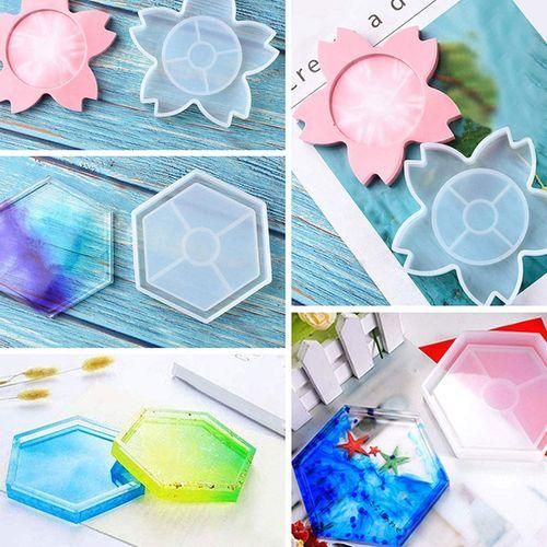 4 Pack DIY Coaster Silicone Molds For Resin,