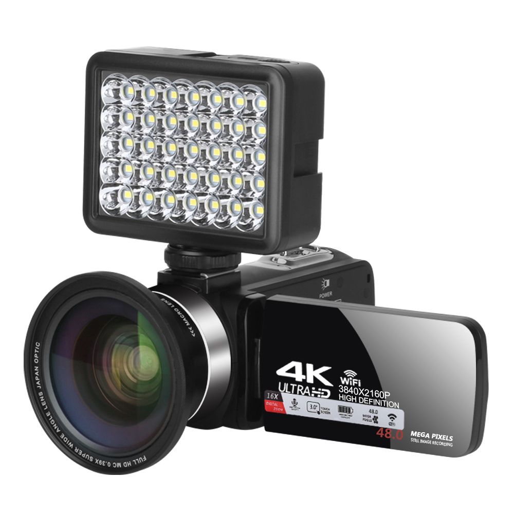 4K Ultra HD Video Camera Vloing Video Camera For YouTube 3.0Inch 48MP 16X Digital Zoom With Wifi Function Camcorder Z11-Mic-Lens-Light