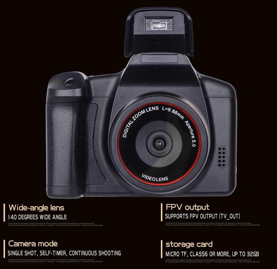 Small SLR Video Camcorder Handheld Camera 16 Million Pixel HD 1080P Digital DV Zoom Camera Support Take Pictures TV Output Black