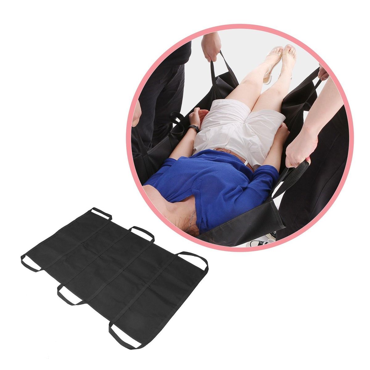 Portable Transfer Belt with Carrying Straps Carrying Belt for Patient Elderly Disabled Transfer Strap Patient Transfer Sling Safety Pad for Paralytic Patients Conveyor Belt Body Lift Bed Nursing Supplies