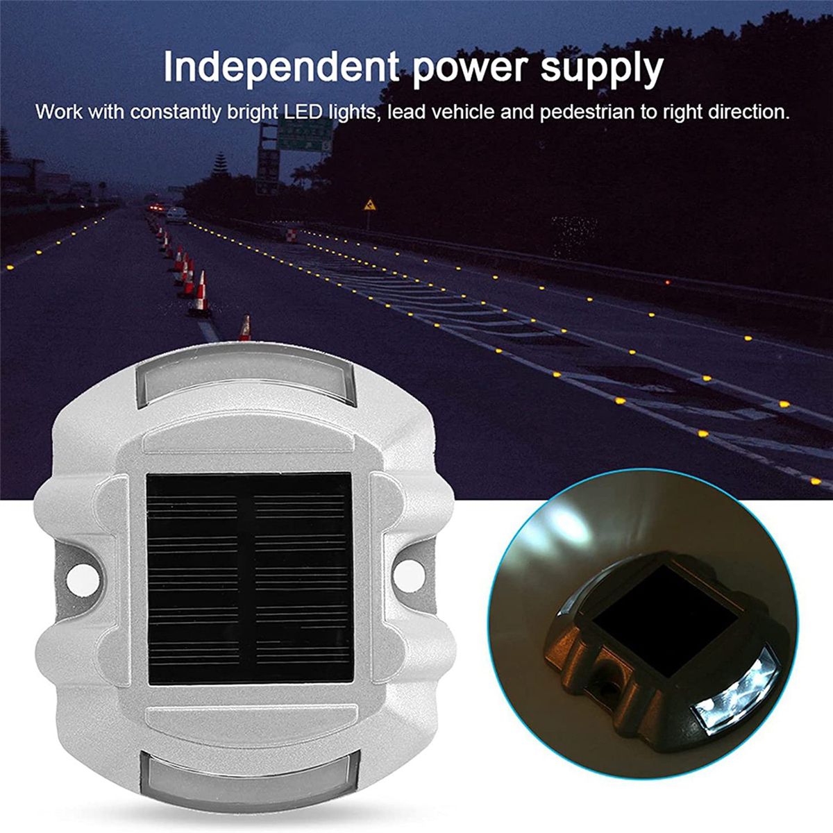 Reusable Solar Road, 2Pcs 6 LED Stud Lights Gro