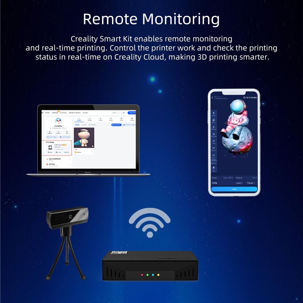 Creality 3D Printer Camera Monitor Smart Kit WiFi Box HD 1080P Real-Time Remote Control Time-lapse Photography for 3D Printing Cloud Slice Cloud Print with APP 8G TF Card Compatible with Most Creality 3D Printers CR-10 Ender-