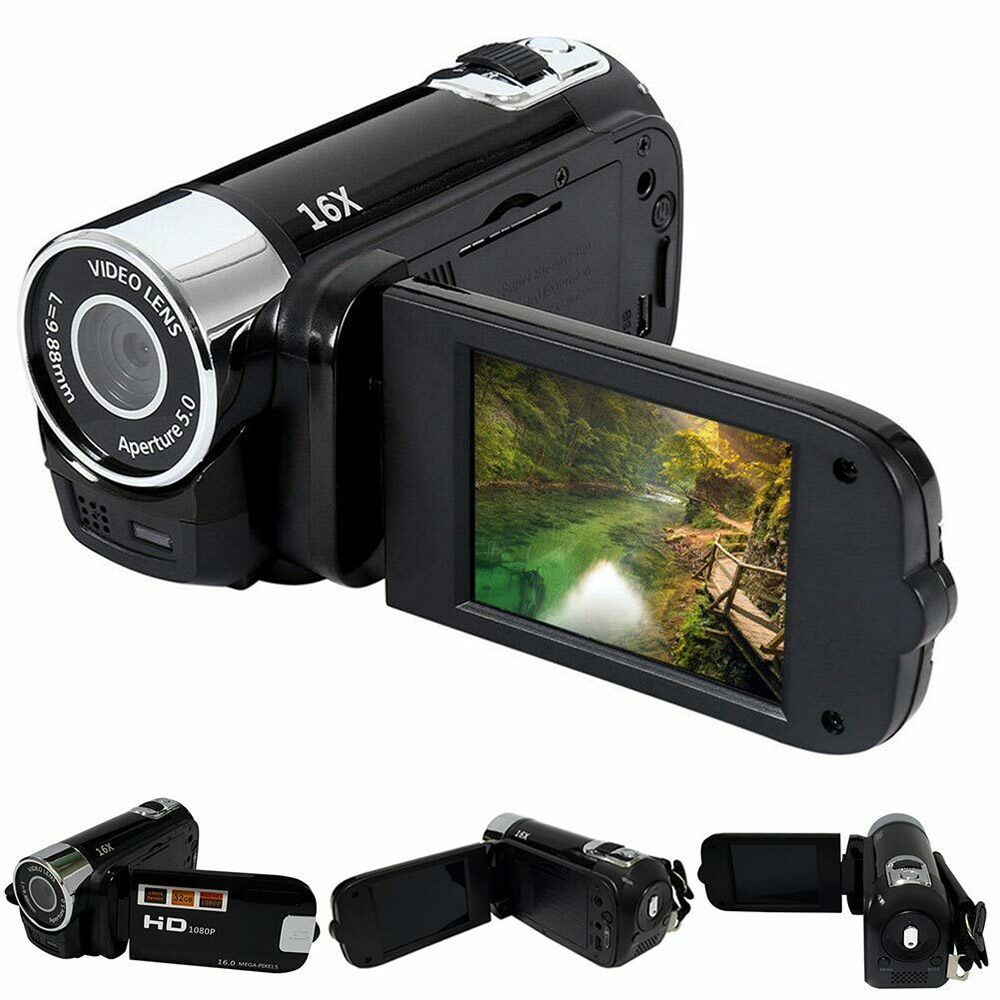 1080P Video Camera HD Digital Camcorder 270 Degree Rotation 2.7 Inch 16MP Display High Definition DV Camera For Shoot Recording Black