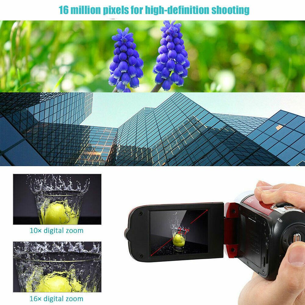 1080P Video Camera HD Digital Camcorder 270 Degree Rotation 2.7 Inch 16MP Display High Definition DV Camera For Shoot Recording Black