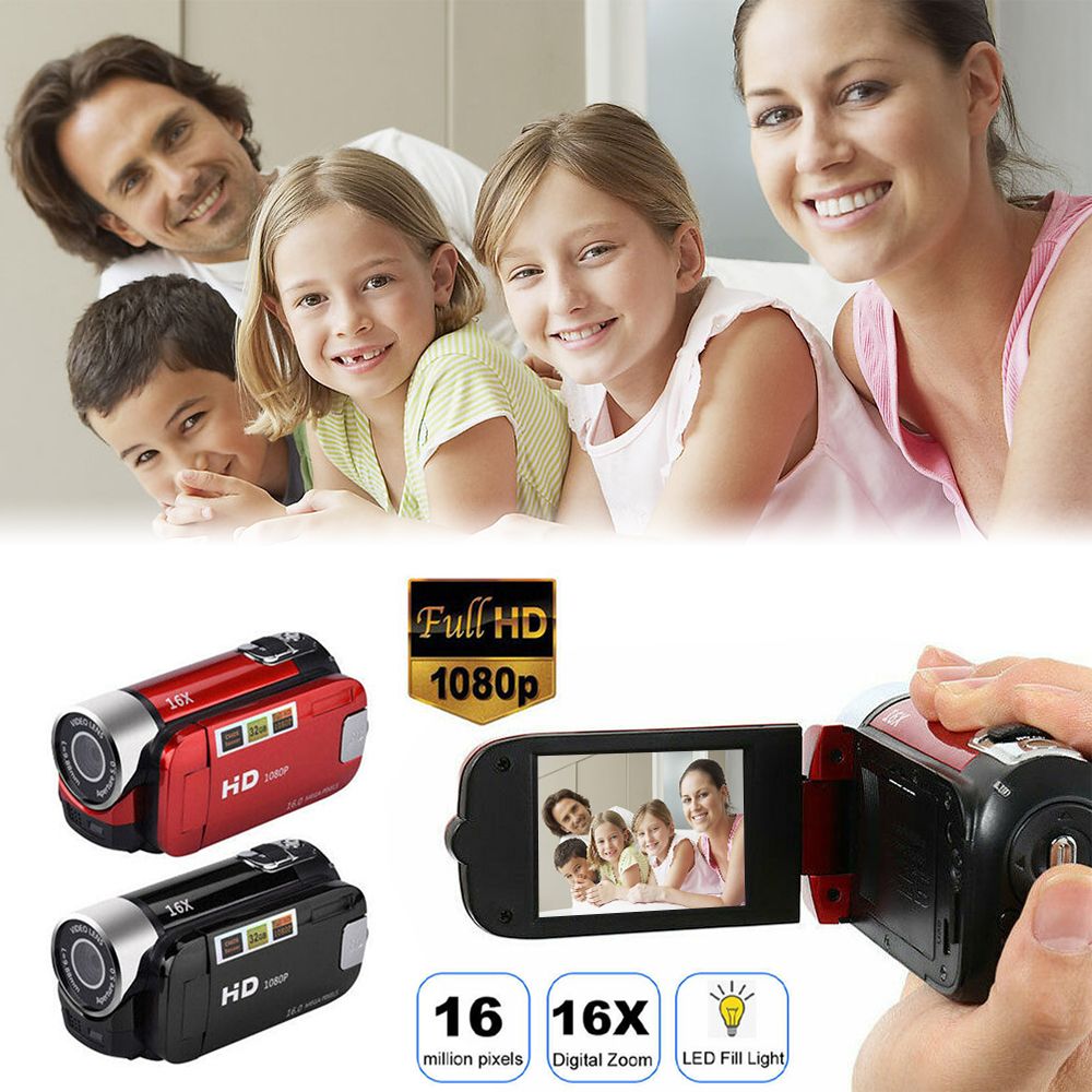 1080P Video Camera HD Digital Camcorder 270 Degree Rotation 2.7 Inch 16MP Display High Definition DV Camera For Shoot Recording Black