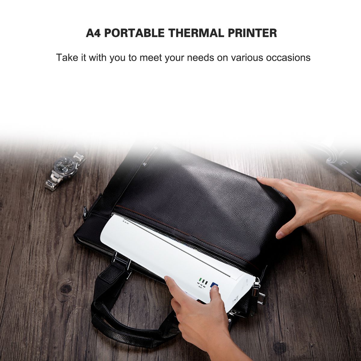A4 Portable Thermal Printer 210mm Mini Mobile Photo Printer