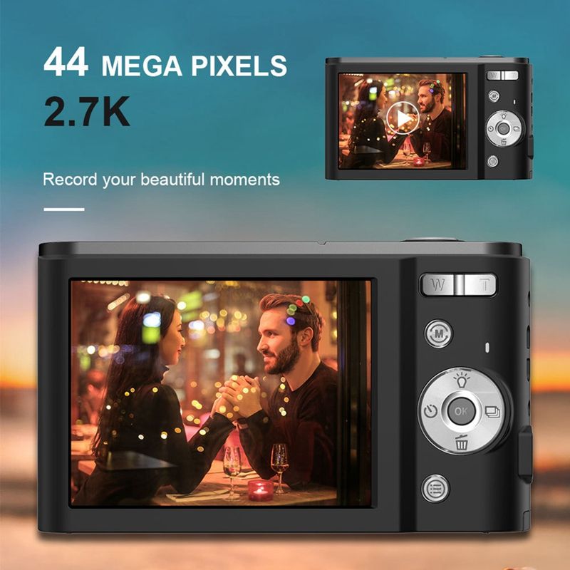 Brand Digital Camera 2.7K HD 44MP Vloing Camera With 16X Digital Zoom,Compact Pocket Camera With Fill Light For Kids Teens Black