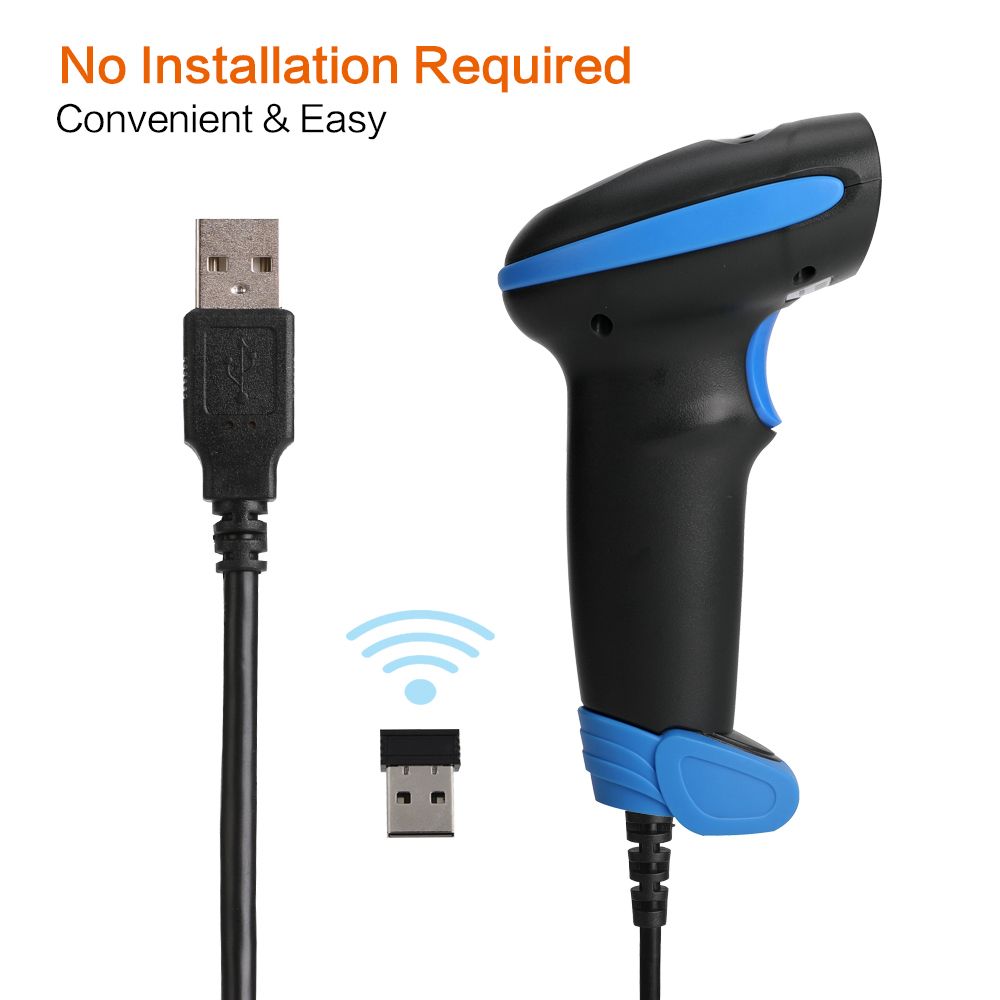 CW200 Wireless 2D Barcode Scanner Handheld 2D Barcode Scanner USB Wired 1D Barcode Reader 2 In 1 For Store, Supermarket, Warehouse (BLUE)