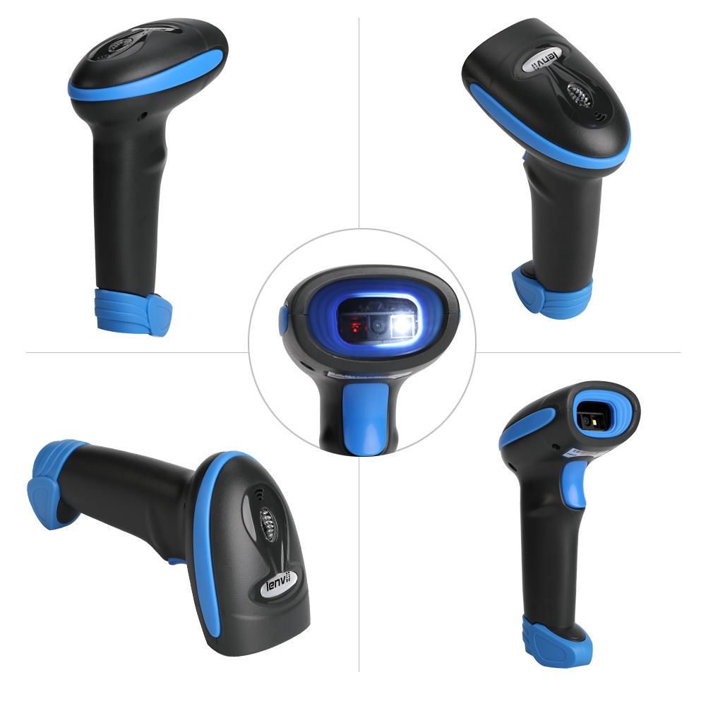 CW200 Wireless 2D Barcode Scanner Handheld 2D Barcode Scanner USB Wired 1D Barcode Reader 2 In 1 For Store, Supermarket, Warehouse (BLUE)