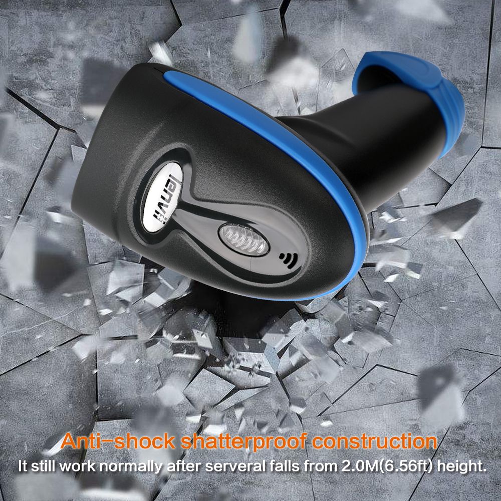 CW200 Wireless 2D Barcode Scanner Handheld 2D Barcode Scanner USB Wired 1D Barcode Reader 2 In 1 For Store, Supermarket, Warehouse (BLUE)