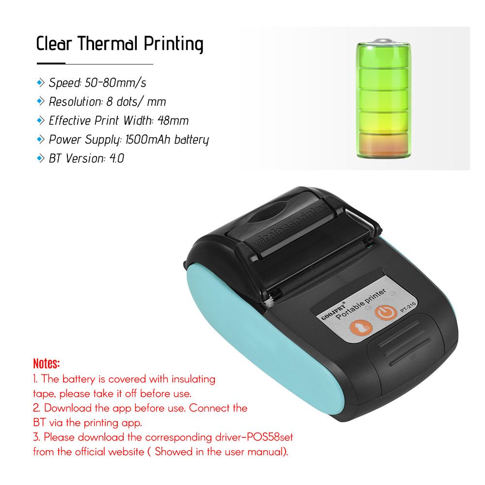 PT-210 Portable Thermal Printer Handheld 58mm