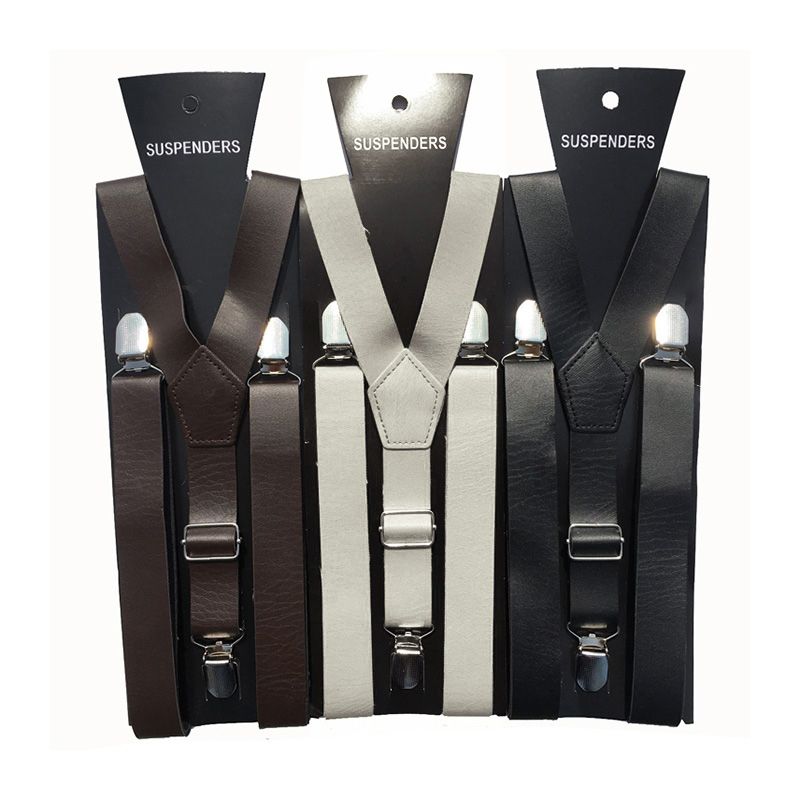 Braces 25mm Width Men/Women Pu Leather Suspenders Clothing Accessories