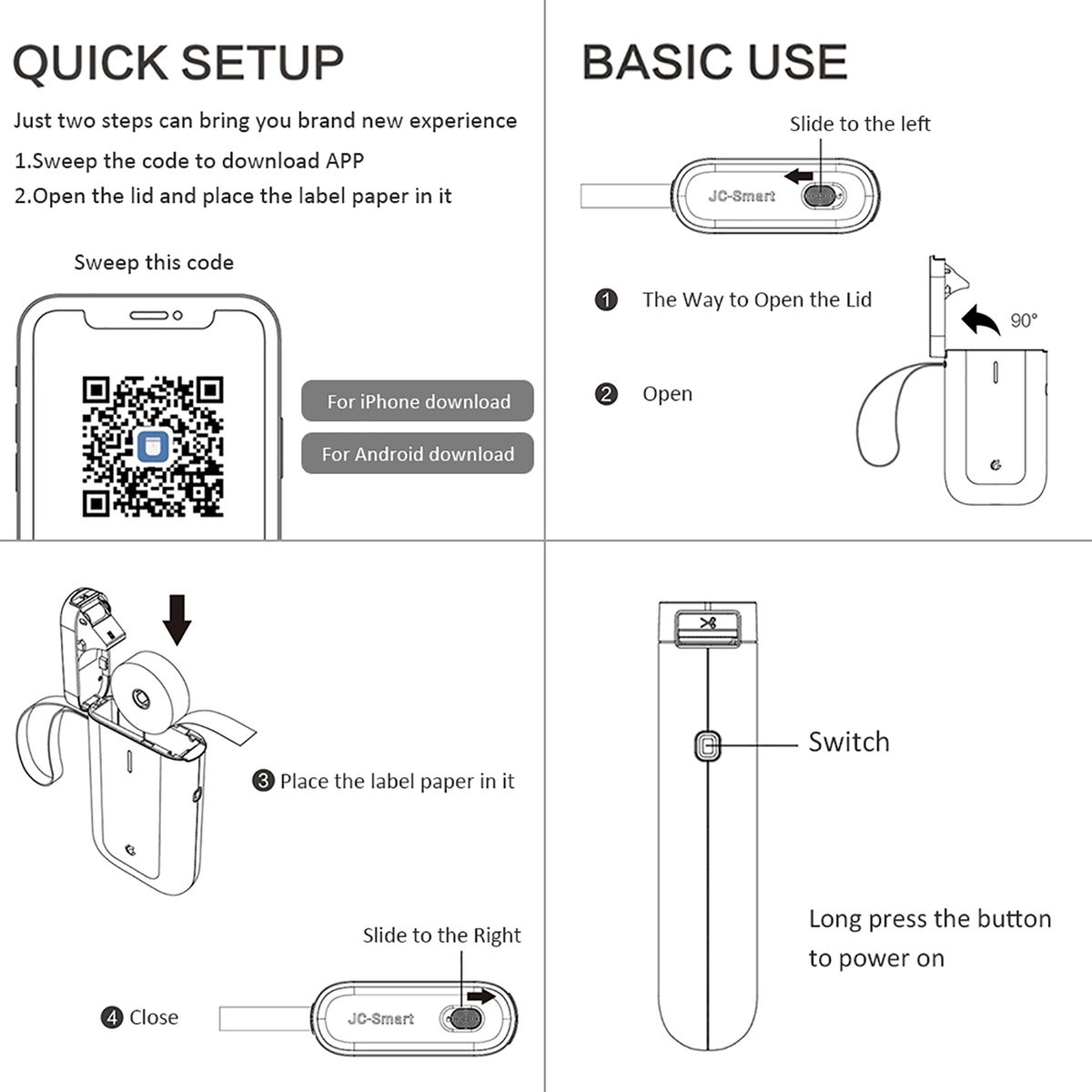 Portable Handheld Thermal Label Printer Wireless BT