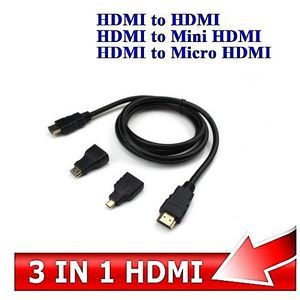 HDTV 3 IN 1 HDMI Cable Micro HDMI Adaptor Mini HDMI HDMI To HDMI Cable