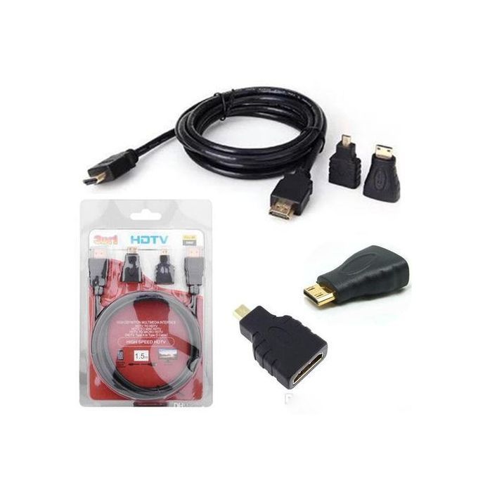 HDTV 3 IN 1 HDMI Cable Micro HDMI Adaptor Mini HDMI HDMI To HDMI Cable